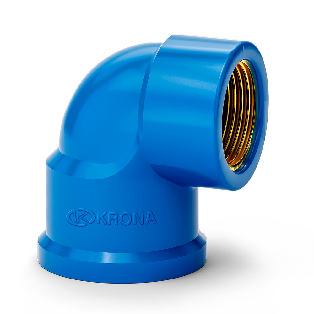 JOELHO 90° SOLDÁVEL COM  BUCHA  LATÃO 20MM X 1/2″ – KRONA